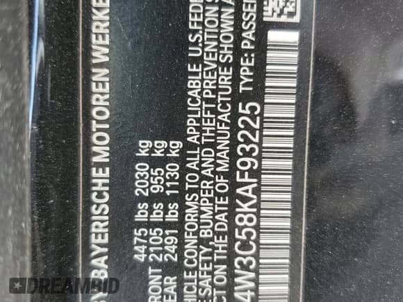 2019 BMW 4 Series 430i with VIN WBA4W3C58KAF93225, listed as a Copart auction lot 57451515 with Not provided miles and Non repairable. Bid and sale history available at DreamBid. Image 12.