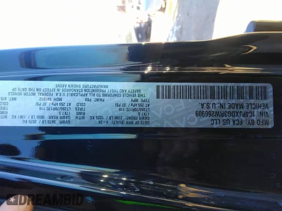 2024 Jeep Wrangler Sport S with VIN 1C4PJXDG3RW266909, listed as a IAAI auction lot 41242792 with 6,132 mi miles and . Bid and sale history available at DreamBid. Image 9.