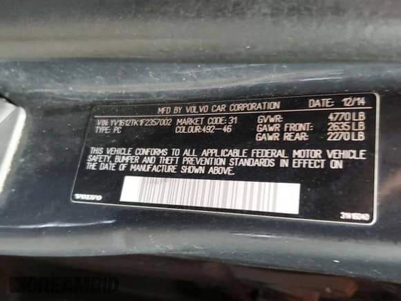 2015 Volvo S60 T5 Premier с VIN YV1612TK1F2357002, выставлен на аукционе Copart как лот 81556615 с пробегом 199 275 миль миль и Чистый • Clean title. История ставок и продаж доступна на DreamBid. Изображение 12.