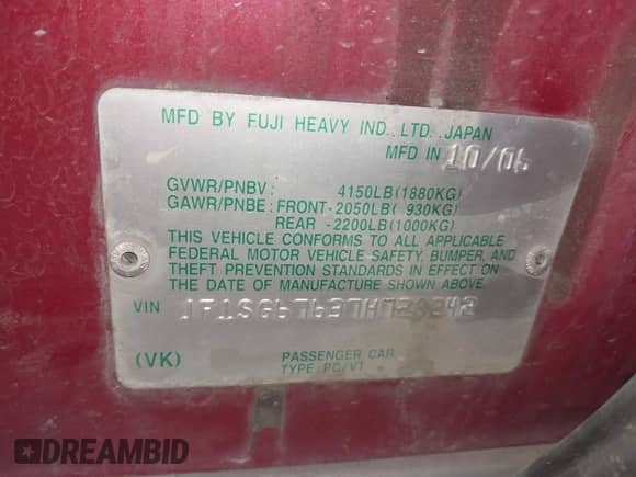 2007 Subaru Forester X L.L. Bean с VIN JF1SG67637H729242, выставлен на аукционе IAAI как лот 42791269 с пробегом 171 594 миль миль и . История ставок и продаж доступна на DreamBid. Изображение 9.