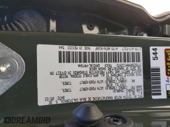 2022 Toyota Tacoma SR5 z VIN 3TMDZ5BN9NM133972, wystawiony jako Copart lot #50102025 z przebiegiem 12 598 mil mil oraz Szkoda całkowita • Salvage title. Historia ofert i sprzedaży dostępna na DreamBid. Obrazek 15.