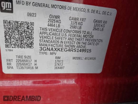 2024 Chevrolet Equinox LT с VIN 3GNAXKEG4RS149915, выставлен на аукционе IAAI как лот 43441285 с пробегом 23 166 миль миль и . История ставок и продаж доступна на DreamBid. Изображение 9.