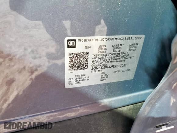 2024 Chevrolet Blazer EV eAWD LT with VIN 3GNKDBRJ2RS217051, listed as a Copart auction lot 84726925 with 8,373 mi miles and Salvage title. Bid and sale history available at DreamBid. Image 13.