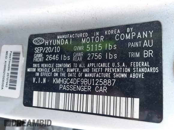 2011 Hyundai Genesis с VIN KMHGC4DF9BU125887, выставлен на аукционе IAAI как лот 43200912 с пробегом 242 504 миль миль и . История ставок и продаж доступна на DreamBid. Изображение 9.
