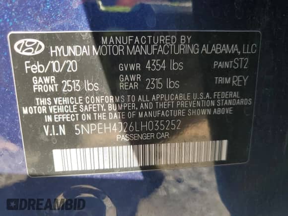 2020 Hyundai Sonata Limited с VIN 5NPEH4J26LH035252, выставлен на аукционе Copart как лот 85861605 с пробегом 80 461 миль миль и Списание • Salvage title. История ставок и продаж доступна на DreamBid. Изображение 13.