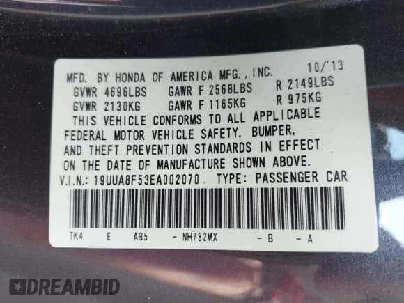 2014 Acura TL Technology с VIN 19UUA8F53EA002070, выставлен на аукционе IAAI как лот 43247454 с пробегом 143 332 миль миль и . История ставок и продаж доступна на DreamBid. Изображение 9.