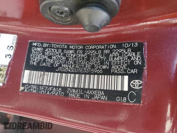 2014 Toyota Prius Three with VIN JTDZN3EU1E3315966, listed as a Copart auction lot 85078405 with 380,133 mi miles and Salvage title. Bid and sale history available at DreamBid. Image 13.