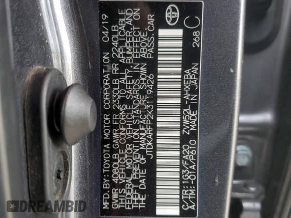 2019 Toyota Prius Plus with VIN JTDKARFP2K3119426, listed as a Copart auction lot 48435405 with 97,677 mi miles and Salvage title. Bid and sale history available at DreamBid. Image 15.