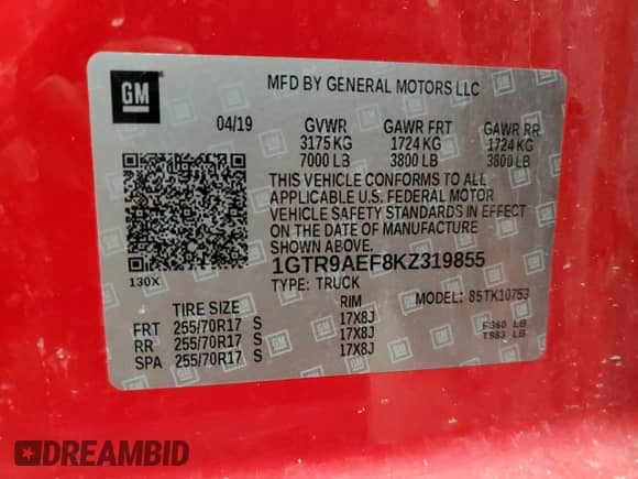 2019 GMC Sierra 1500 with VIN 1GTR9AEF8KZ319855, listed as a Copart auction lot 84624074 with Not provided miles and Salvage title. Bid and sale history available at DreamBid. Image 13.