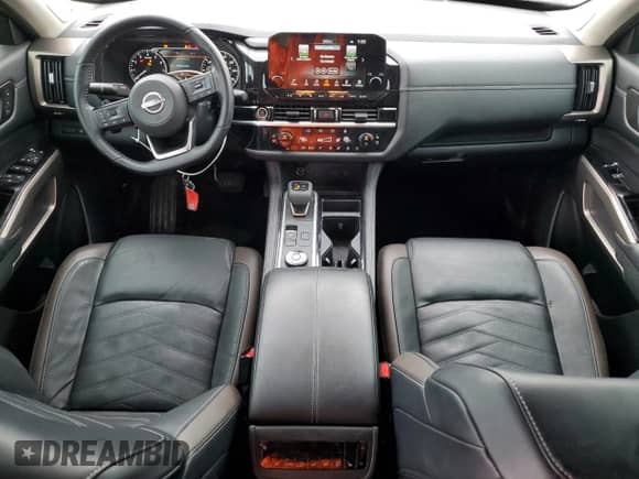 2023 Nissan Pathfinder Platinum with VIN 5N1DR3DJ7PC258256, listed as a Copart auction lot 57650225 with 18,023 mi miles and Salvage title. Bid and sale history available at DreamBid. Image 8.