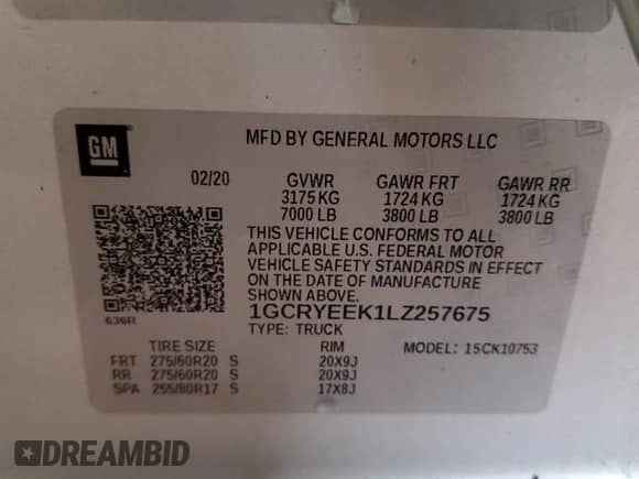 2020 Chevrolet Silverado 1500 RST z VIN 1GCRYEEK1LZ257675, wystawiony jako Copart lot #66754924 z przebiegiem 114 282 mil mil oraz Szkoda całkowita • Salvage title. Historia ofert i sprzedaży dostępna na DreamBid. Obrazek 15.