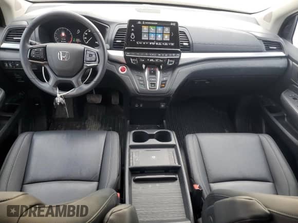 2025 Honda Odyssey EX-L with VIN 5FNRL6H65SB037589, listed as a Copart auction lot 80814375 with 7,840 mi miles and Salvage title. Bid and sale history available at DreamBid. Image 8.