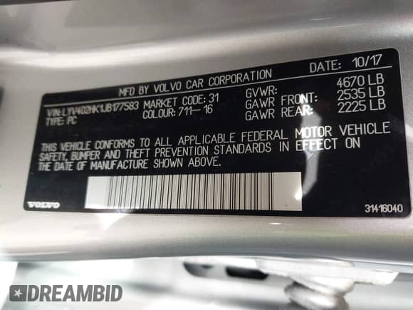 2018 Volvo S60 Inscription с VIN LYV402HK1JB177583, выставлен на аукционе IAAI как лот 41581460 с пробегом 78 995 миль миль и . История ставок и продаж доступна на DreamBid. Изображение 9.