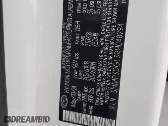 2024 Hyundai Santa Fe XRT с VIN 5NMP3DGL3RH048294, выставлен на аукционе Copart как лот 83664694 с пробегом 1 126 миль миль и Списание • Salvage title. История ставок и продаж доступна на DreamBid. Изображение 16.