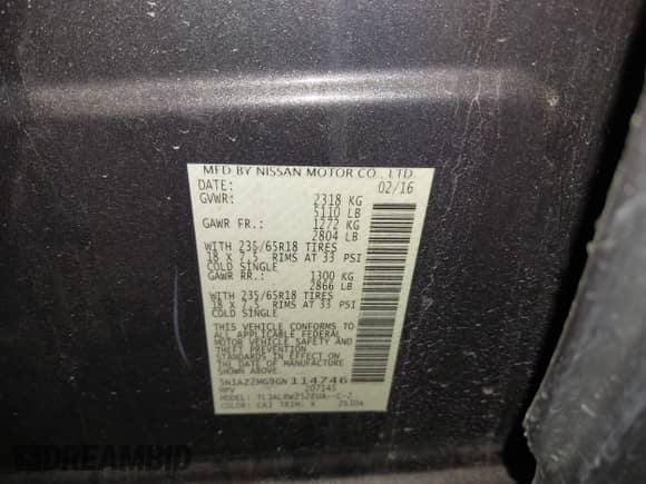 2016 Nissan Murano Platinum z VIN 5N1AZ2MG9GN114746, wystawiony jako IAAI lot #43088099 z przebiegiem 89 546 mil mil oraz . Historia ofert i sprzedaży dostępna na DreamBid. Obrazek 9.