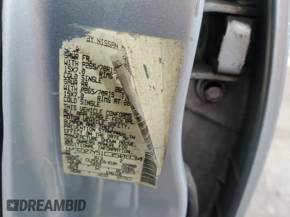 2001 Nissan Frontier SE с VIN 1N6ED27Y51C350934, выставлен на аукционе Copart как лот 79064134 с пробегом 246 280 миль миль и Списание • Salvage title. История ставок и продаж доступна на DreamBid. Изображение 12.