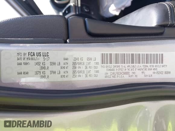 2017 Jeep Grand Cherokee Limited с VIN 1C4RJFBG3HC908891, выставлен на аукционе IAAI как лот 42600666 с пробегом 143 040 миль миль и . История ставок и продаж доступна на DreamBid. Изображение 9.