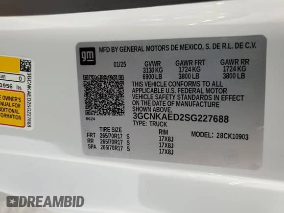 2025 Chevrolet Silverado 1500 Work Truck z VIN 3GCNKAED2SG227688, wystawiony jako Copart lot #58428335 z przebiegiem 30 mil mil oraz Szkoda całkowita • Salvage title. Historia ofert i sprzedaży dostępna na DreamBid. Obrazek 12.