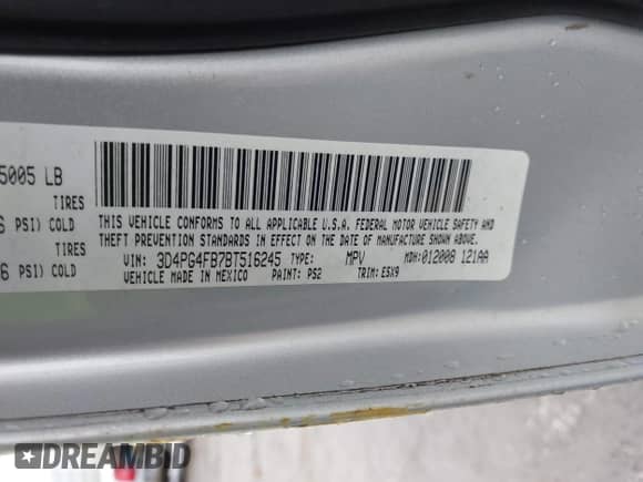 2011 Dodge Journey Express z VIN 3D4PG4FB7BT516245, wystawiony jako IAAI lot #43550253 z przebiegiem 165 955 mil mil oraz . Historia ofert i sprzedaży dostępna na DreamBid. Obrazek 9.