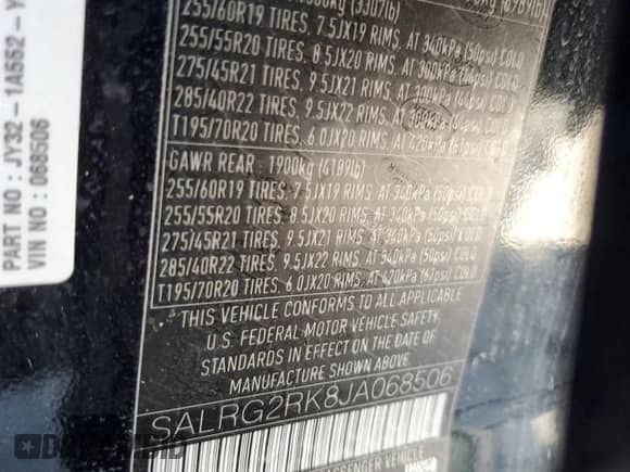 2018 Land Rover Discovery with VIN SALRG2RK8JA068506, listed as a Copart auction lot 49899055 with 112,860 mi miles and Clean title. Bid and sale history available at DreamBid. Image 13.