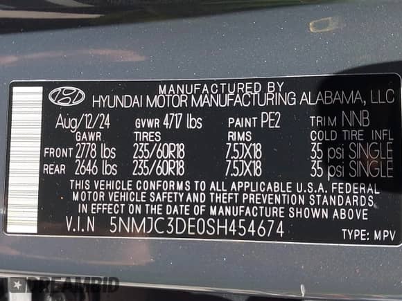 2025 Hyundai Tucson SEL Convenience с VIN 5NMJC3DE0SH454674, выставлен на аукционе IAAI как лот 42259935 с пробегом 8 285 миль миль и . История ставок и продаж доступна на DreamBid. Изображение 9.