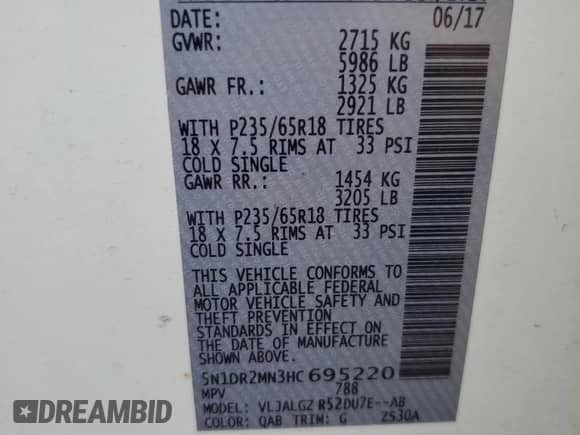 2017 Nissan Pathfinder SL с VIN 5N1DR2MN3HC695220, выставлен на аукционе Copart как лот 85271635 с пробегом 99 859 миль миль и Списание • Salvage title. История ставок и продаж доступна на DreamBid. Изображение 13.