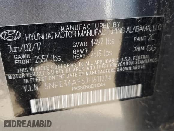 2018 Hyundai Sonata Limited with VIN 5NPE34AF6JH611274, listed as a Copart auction lot 86688885 with 246,214 mi miles and Clean title. Bid and sale history available at DreamBid. Image 12.