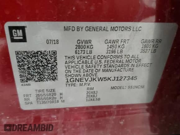 2019 Chevrolet Traverse RS с VIN 1GNEVJKW5KJ127345, выставлен на аукционе Copart как лот 87479314 с пробегом 85 193 миль миль и Списание • Salvage title. История ставок и продаж доступна на DreamBid. Изображение 13.