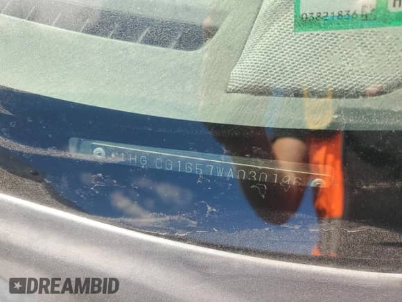 1998 Honda Accord EX with VIN 1HGCG1657WA030196, listed as a Copart auction lot 85301735 with 148,472 mi miles and Salvage title. Bid and sale history available at DreamBid. Image 12.