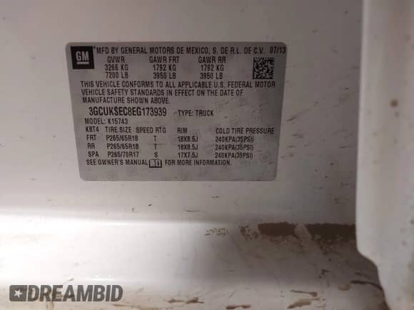 2014 Chevrolet Silverado 1500 LTZ с VIN 3GCUKSEC8EG173939, выставлен на аукционе IAAI как лот 43551581 с пробегом 168 533 миль миль и . История ставок и продаж доступна на DreamBid. Изображение 9.