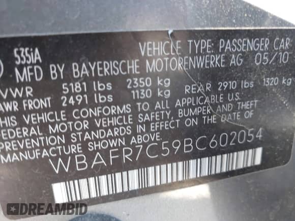 2011 BMW 5 Series 535i z VIN WBAFR7C59BC602054, wystawiony jako IAAI lot #43396280 z przebiegiem 92 449 mil mil oraz . Historia ofert i sprzedaży dostępna na DreamBid. Obrazek 9.