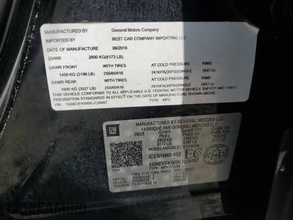 2019 Chevrolet Traverse LS с VIN 1GNEVFKW0KJ129467, выставлен на аукционе Copart как лот 62894045 с пробегом 114 979 миль миль и Чистый • Clean title. История ставок и продаж доступна на DreamBid. Изображение 13.