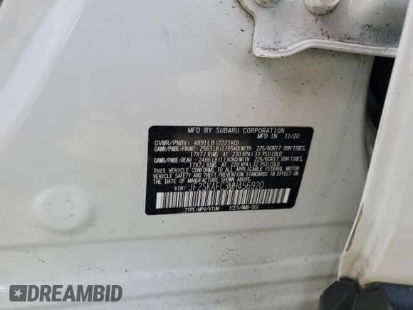 2021 Subaru Forester Premium with VIN JF2SKAFC3MH456920, listed as a Copart auction lot 84901975 with 40,004 mi miles and Salvage title. Bid and sale history available at DreamBid. Image 14.