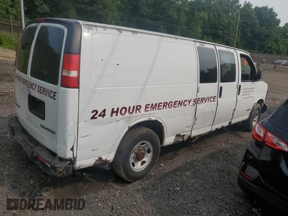 2003 Chevrolet Express Cargo with VIN 1GCHG39U531173856, listed as a Copart auction lot 58951835 with Not provided miles and Salvage title. Bid and sale history available at DreamBid. Image 3.