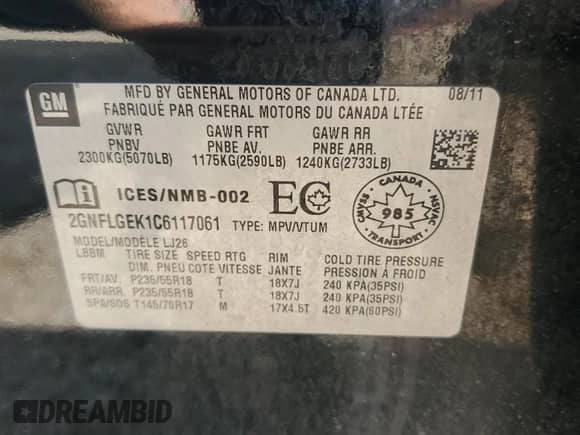 2012 Chevrolet Equinox LTZ с VIN 2GNFLGEK1C6117061, выставлен на аукционе Copart как лот 80295395 с пробегом 149 551 миль миль и Списание • Salvage title. История ставок и продаж доступна на DreamBid. Изображение 13.