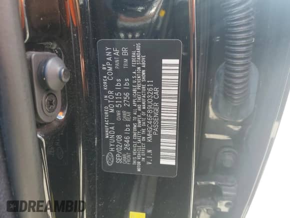 2009 Hyundai Genesis z VIN KMHGC46F89U032611, wystawiony jako Copart lot #73835574 z przebiegiem Nie podano mil oraz Szkoda całkowita • Salvage title. Historia ofert i sprzedaży dostępna na DreamBid. Obrazek 13.