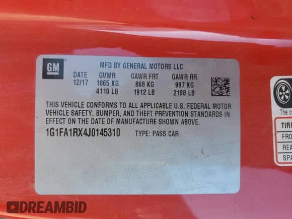 2018 Chevrolet Camaro 1LS z VIN 1G1FA1RX4J0145310, wystawiony jako Copart lot #83855925 z przebiegiem 66 633 mil mil oraz Szkoda całkowita • Salvage title. Historia ofert i sprzedaży dostępna na DreamBid. Obrazek 13.