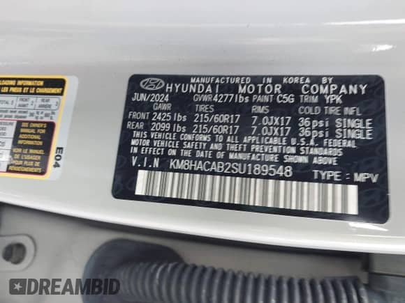 2025 Hyundai Kona SE z VIN KM8HACAB2SU189548, wystawiony jako IAAI lot #43292506 z przebiegiem 12 416 mil mil oraz . Historia ofert i sprzedaży dostępna na DreamBid. Obrazek 9.