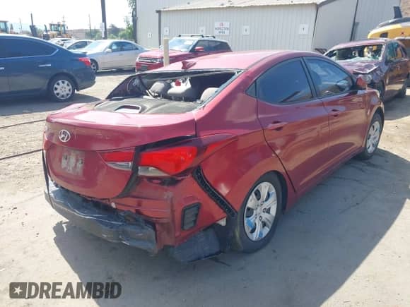 2016 Hyundai Elantra SE with VIN 5NPDH4AE4GH709863, listed as a IAAI auction lot 43256873 with Not provided miles and . Bid and sale history available at DreamBid. Image 4.