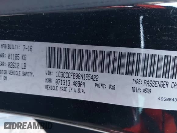 2016 Chrysler 200 Touring with VIN 1C3CCCFB0GN195422, listed as a IAAI auction lot 42003395 with 159,185 mi miles and . Bid and sale history available at DreamBid. Image 9.