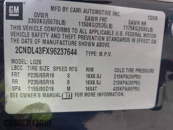 2009 Chevrolet Equinox 1LT z VIN 2CNDL43FX96237644, wystawiony jako IAAI lot #42911915 z przebiegiem 133 632 mil mil oraz . Historia ofert i sprzedaży dostępna na DreamBid. Obrazek 9.