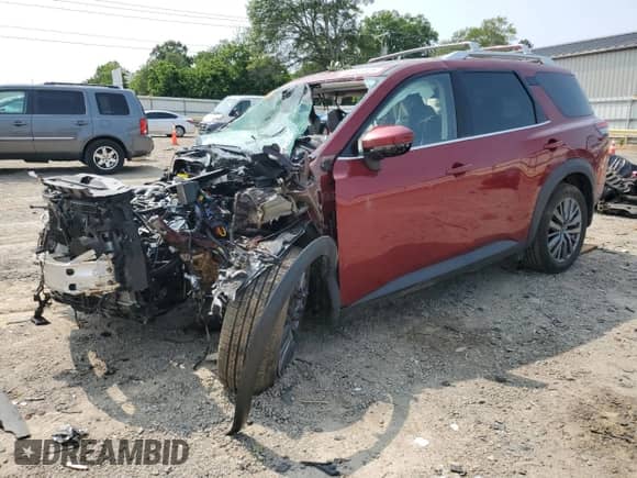2025 Nissan Pathfinder SL with VIN 5N1DR3CD3SC230099, listed as a Copart auction lot 58941825 with 3,822 mi miles and Salvage title. Bid and sale history available at DreamBid. Image 1.