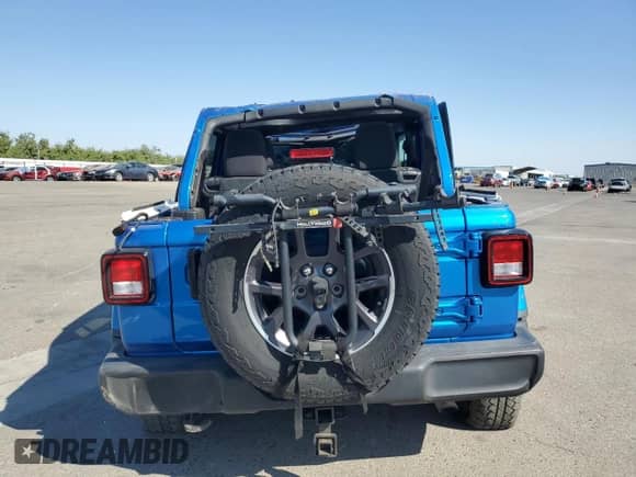 2021 Jeep Wrangler Unlimited 80th Anniversary with VIN 1C4HJXDG2MW729278, listed as a Copart auction lot 65081335 with 37,173 mi miles and Salvage title. Bid and sale history available at DreamBid. Image 6.