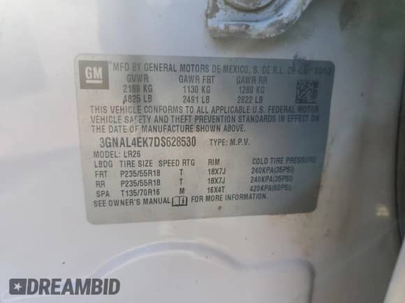 2013 Chevrolet Captiva Sport LTZ with VIN 3GNAL4EK7DS628530, listed as a Copart auction lot 78023164 with 135,358 mi miles and Clean title. Bid and sale history available at DreamBid. Image 13.