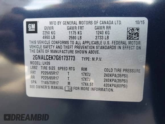 2016 Chevrolet Equinox LT z VIN 2GNALCEK7G6173773, wystawiony jako IAAI lot #43270475 z przebiegiem 148 066 mil mil oraz . Historia ofert i sprzedaży dostępna na DreamBid. Obrazek 9.