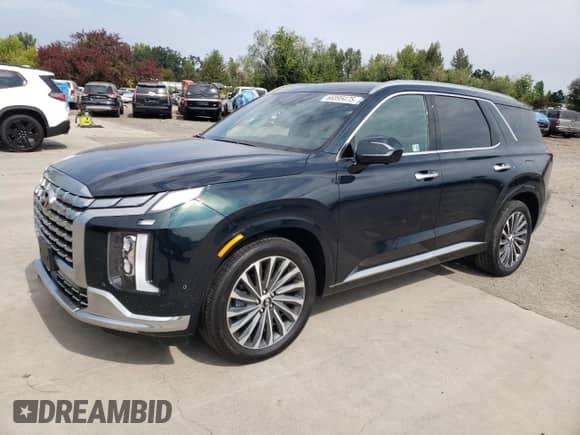 2024 Hyundai Palisade Calligraphy with VIN KM8R7DGE2RU744213, listed as a Copart auction lot 66895475 with 6,992 mi miles and Salvage title. Bid and sale history available at DreamBid. Image 1.