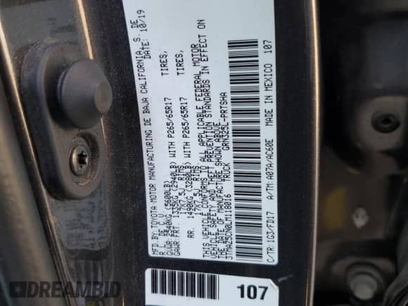 2020 Toyota Tacoma SR5 с VIN 3TMAZ5CN0LM118016, выставлен на аукционе Copart как лот 80166295 с пробегом 82 935 миль миль и Списание • Salvage title. История ставок и продаж доступна на DreamBid. Изображение 12.