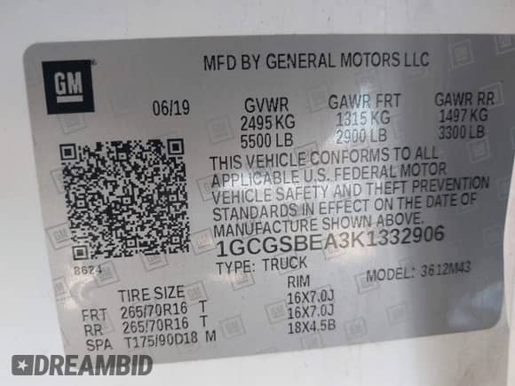 2019 Chevrolet Colorado 2WD Work Truck с VIN 1GCGSBEA3K1332906, выставлен на аукционе IAAI как лот 42465034 с пробегом 138 240 миль миль и . История ставок и продаж доступна на DreamBid. Изображение 9.