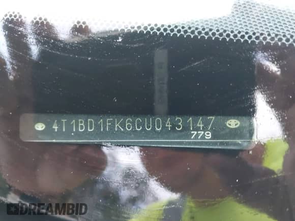 2012 Toyota Camry LE with VIN 4T1BD1FK6CU043147, listed as a IAAI auction lot 43411604 with 407,664 mi miles and . Bid and sale history available at DreamBid. Image 9.