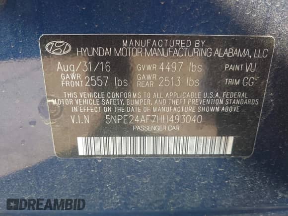 2017 Hyundai Sonata 2.4L с VIN 5NPE24AF7HH493040, выставлен на аукционе IAAI как лот 41831646 с пробегом 142 523 миль миль и . История ставок и продаж доступна на DreamBid. Изображение 9.